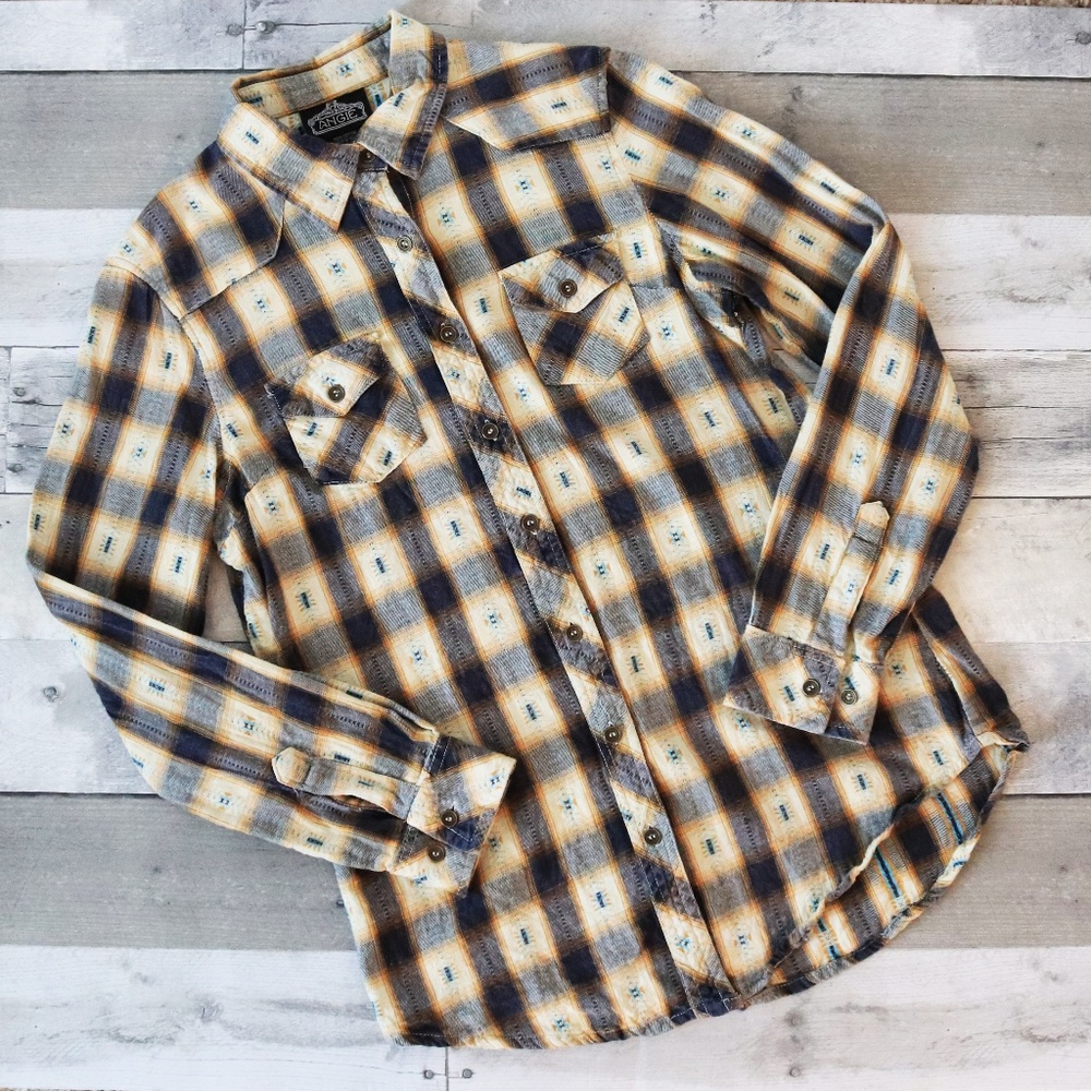 Size S Angie Button Down Plaid Flannel Shirt